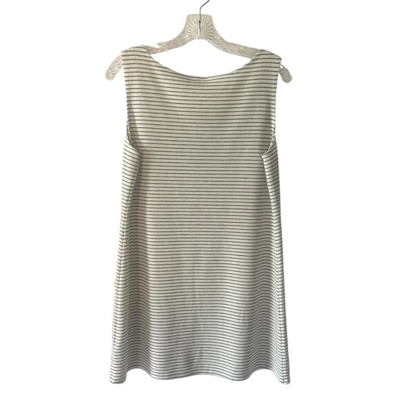 LOGO LORI GOLDSTEIN White + Gray Stripe Sleeveless Thermal Tunic Dress Top Large - Picture 6 of 7